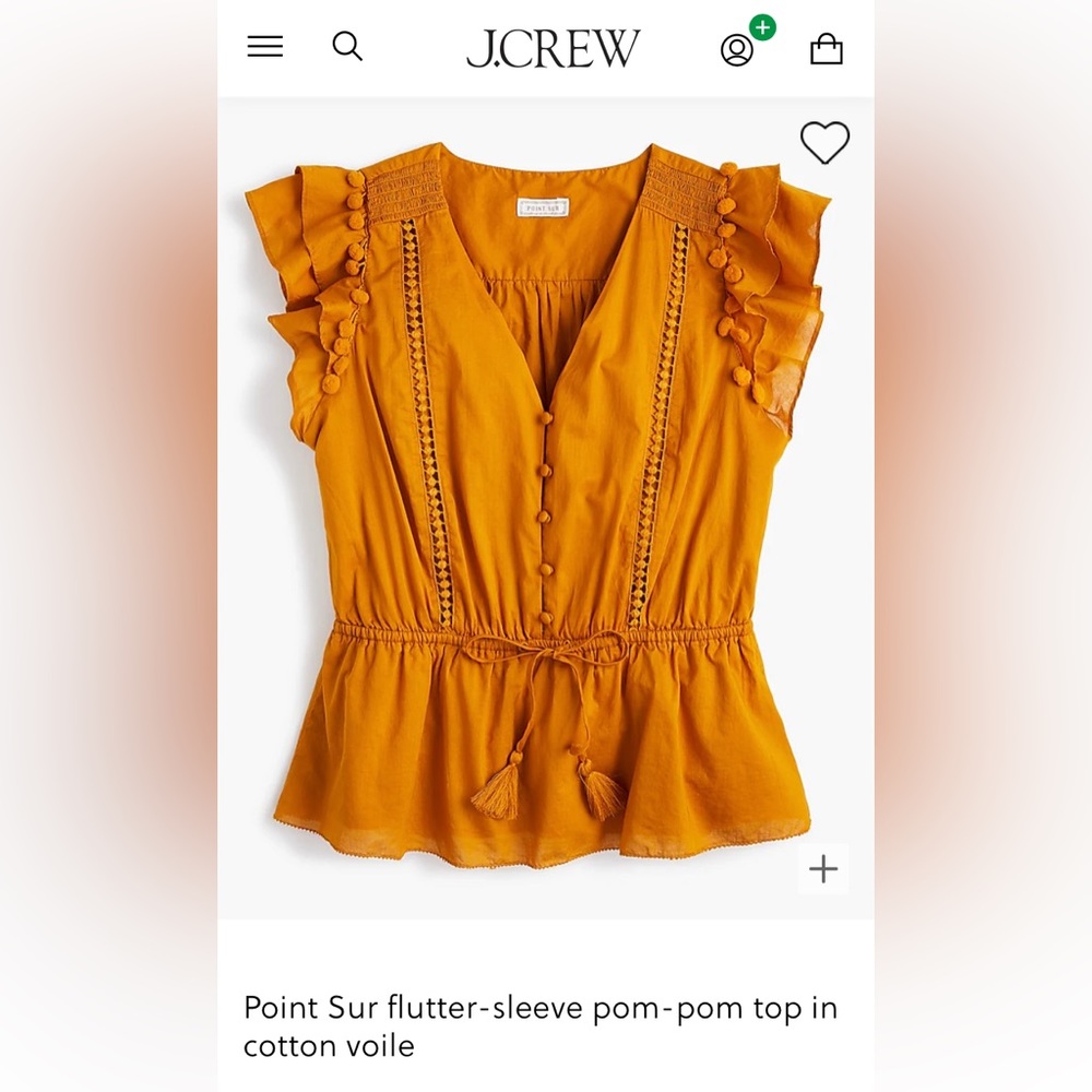 J. Crew Point Sur flutter sleeve pom-pom top